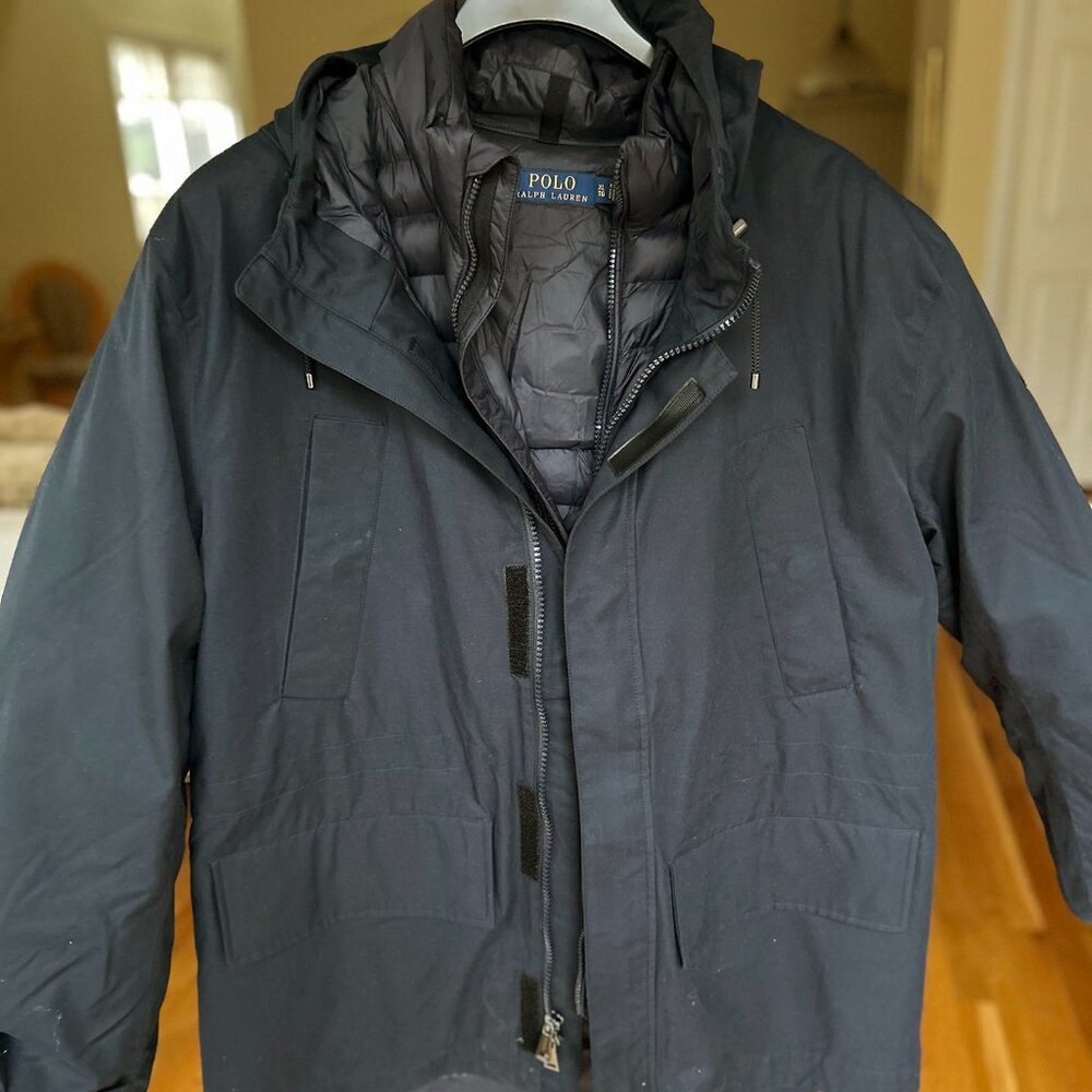 Polo Ralph Lauren Hooded Water Repellent 3 in 1 Quilted Liner Aviator Coat, XL